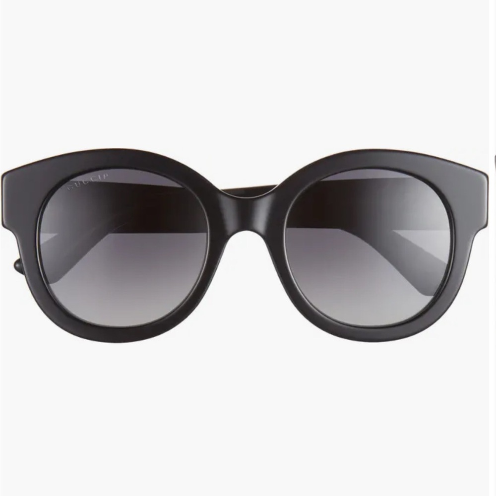 Gucci Black 51mm Round Polarized Sunglasses with Gold GG and Star Accents - Picture 2 of 3